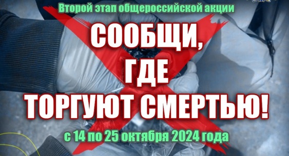 В период с 14 по 25 октября 2024 года на территории муниципального образования «Николаевский район» проводится второй этап Общероссийской акции «Сообщи, где торгуют смертью»..