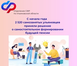 С начала 2024 года 2520 самозанятых ульяновцев приняли решение о самостоятельном  формировании будущей пенсии .